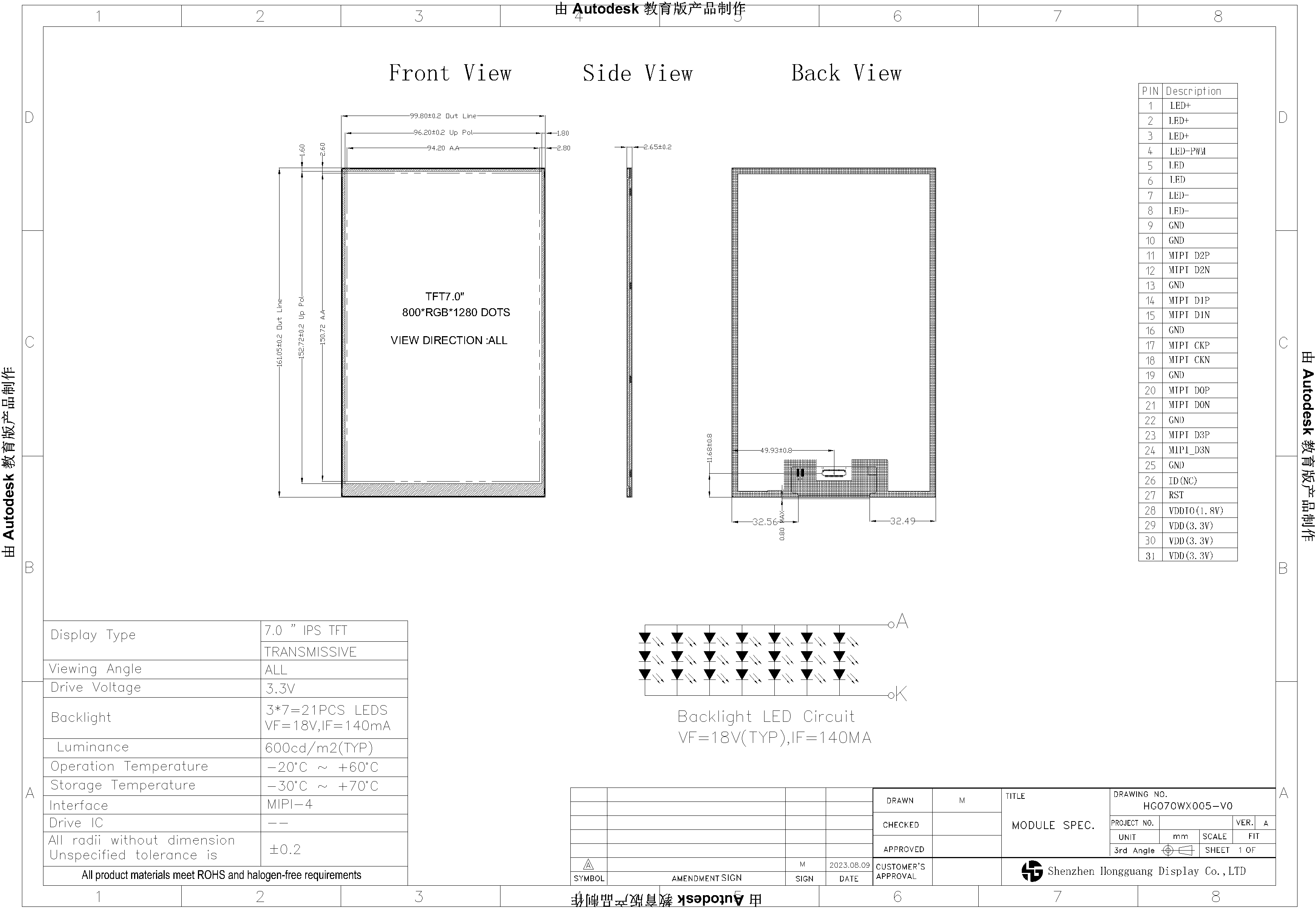 Écran LCD carré Squarepixel 27,3, rétro-éclairage LED, 1000 nits :  SSF/SSH/SSD 2735-A